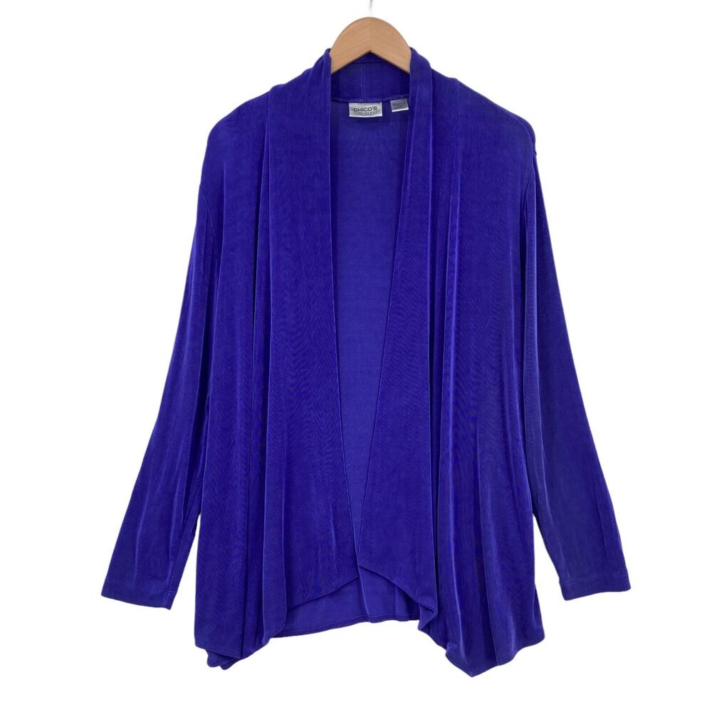 Chico's Travelers Cardigan Sweater Size 1 Women Purple Solid Long Sleeve